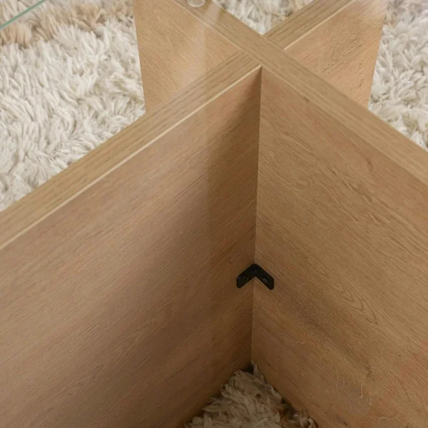 Table basse verre déstructurée – effet chêne cl., H. 40 cm SALTA