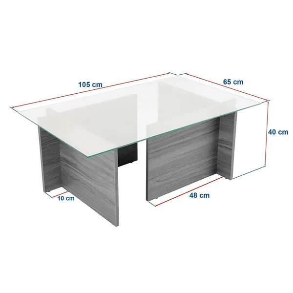 Table basse verre déstructurée – effet chêne cl., H. 40 cm SALTA