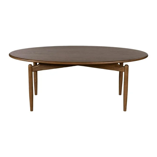 Table basse vintage en bois de chêne, forme ovale BRADFORD