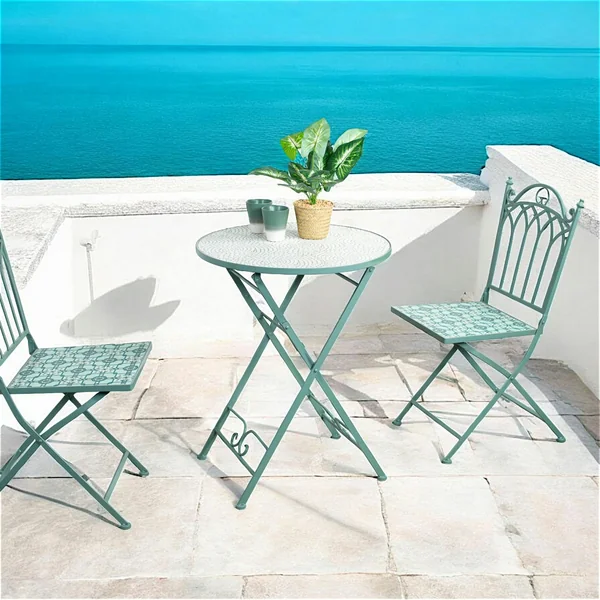 Table de balcon pliante vert d'eau D 60 cm GRENADE