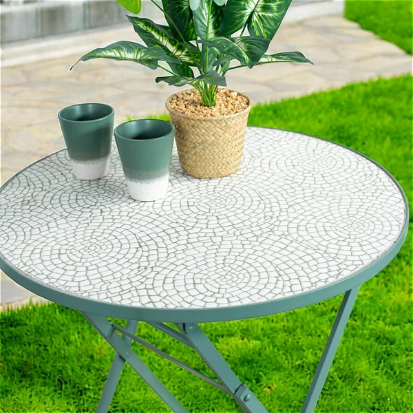 Table de balcon pliante vert d'eau D 60 cm GRENADE
