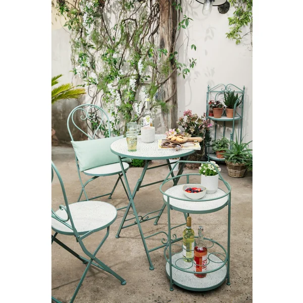 Table de balcon pliante vert d'eau D 60 cm GRENADE