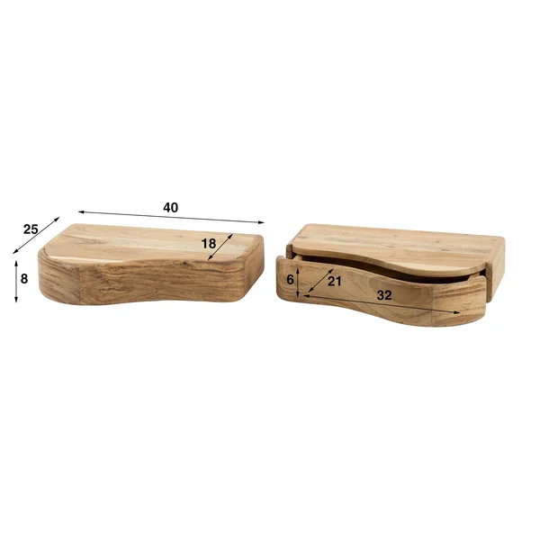 Table de chevet bois – 1 tiroir, organique (lot de 2) MELBOURNE