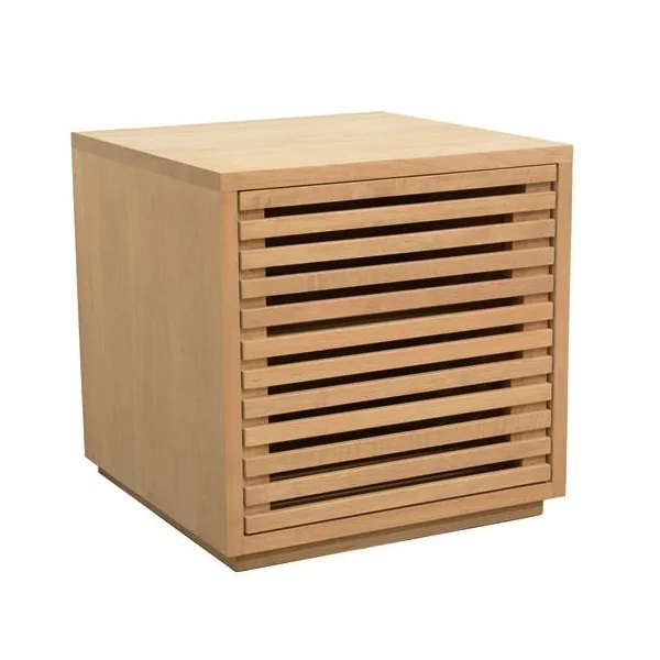 Table de Chevet / Bout de Canapé Hévéa 1 porte Persienne 45x45x45cm NEW ORLEANS