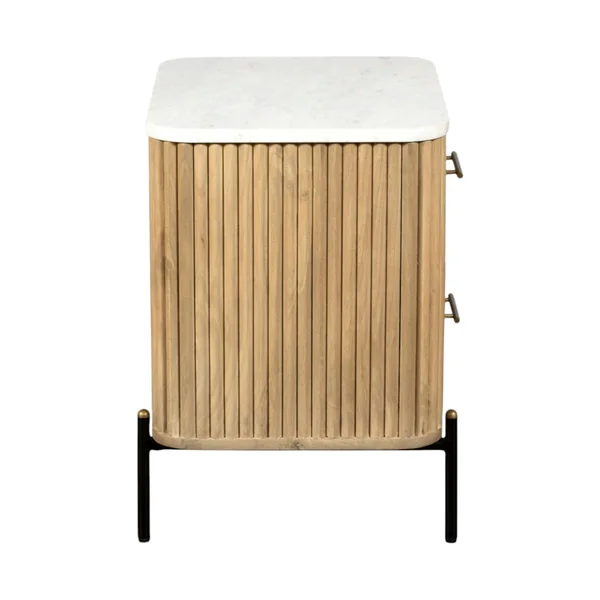 Table de chevet en bois de manguier et marbre MASSA