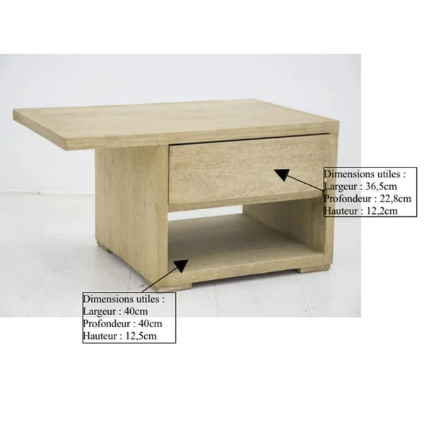 Table de chevet moderne hévéa recto verso 65cm OLGA
