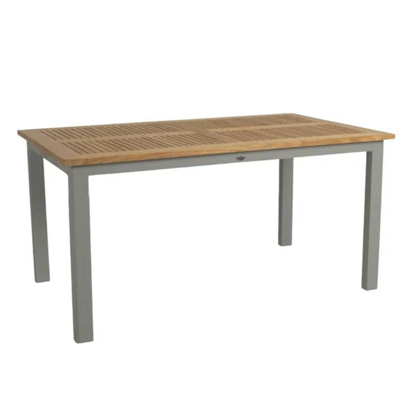 Table de jardin extensible en aluminium gris sable et teck 194/252 cm OSLO