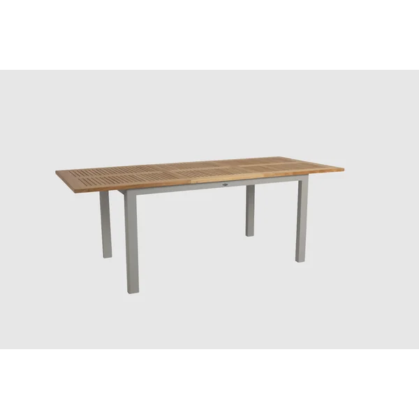 Table de jardin extensible en aluminium gris sable et teck 194/252 cm OSLO