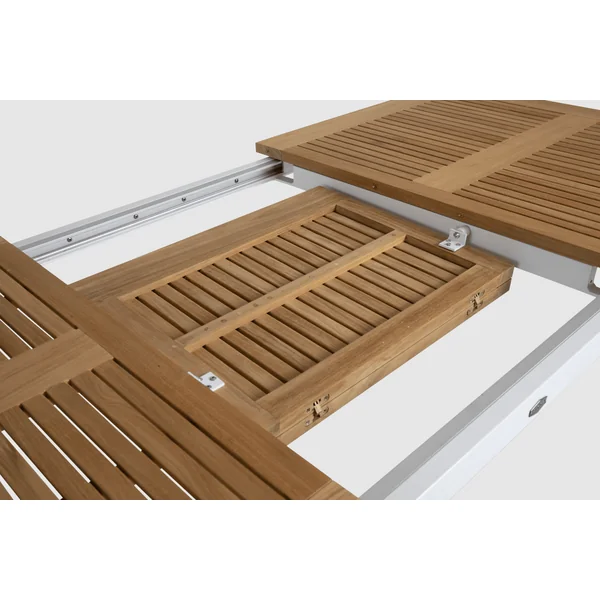 Table de jardin extensible en aluminium gris sable et teck 194/252 cm OSLO