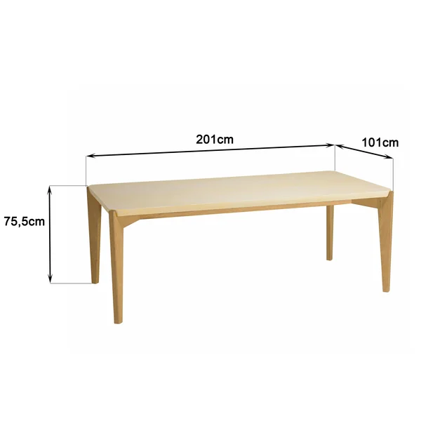 Table de repas en béton beige 200 cm angles biseautés BRASILIA