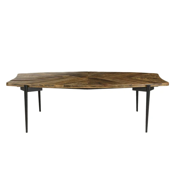 Table de salon forme oblongue bois recyclé chevrons KORKAI