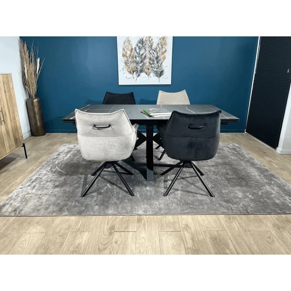 Table en céramique extensible pied étoile effet marbre noir 180-280 cm LOMBARDIE