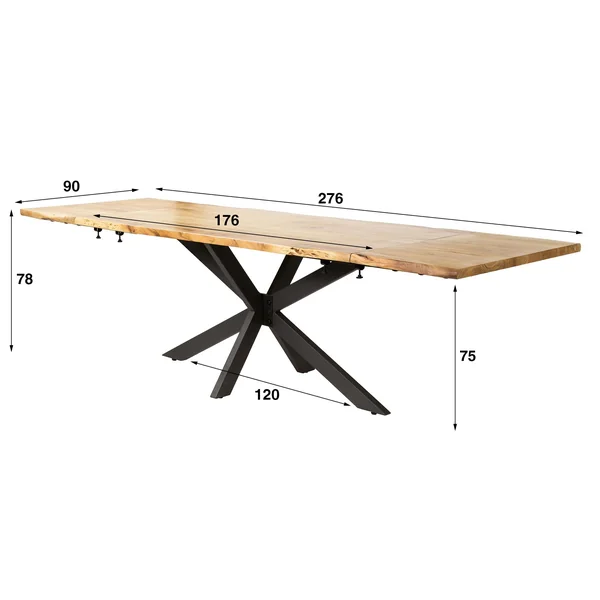 Table extensible 175/275 acacia bords irréguliers MELBOURNE