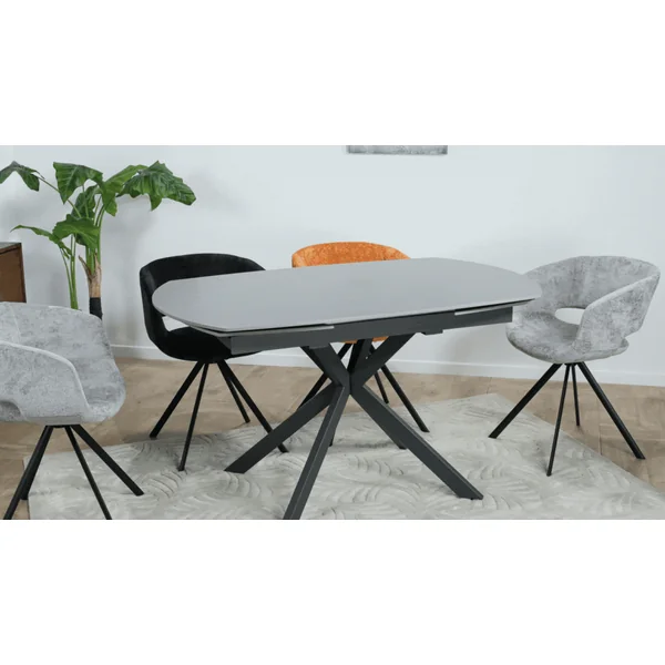 Table extensible céramique grise pied mikado 140-200 cm OTTAWA