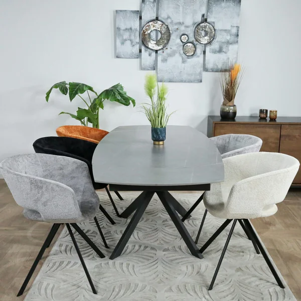 Table extensible céramique grise pied mikado 140-200 cm OTTAWA
