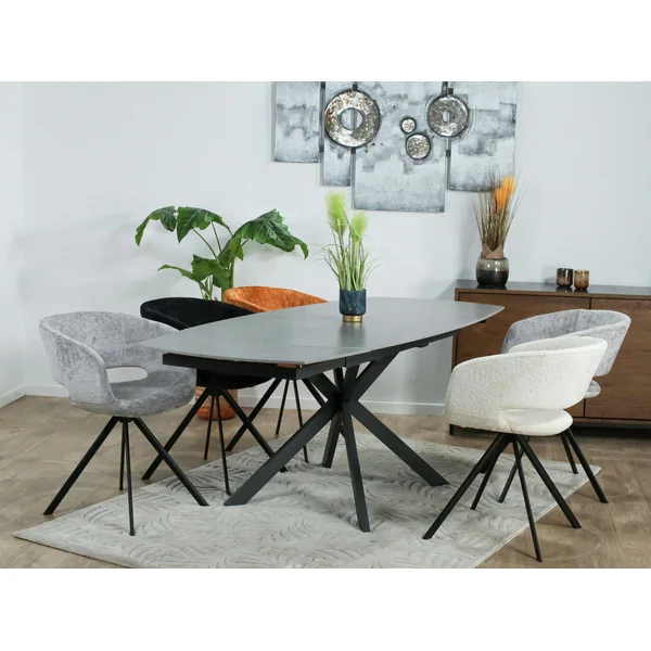 Table extensible céramique grise pied mikado 140-200 cm OTTAWA