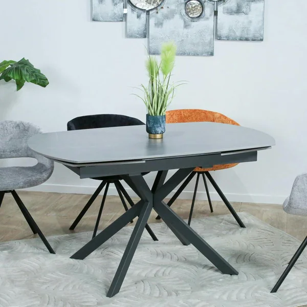 Table extensible céramique grise pied mikado 140-200 cm OTTAWA