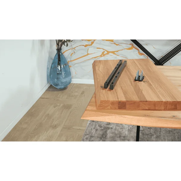 Table extensible design en bois de chêne blanc et verre 200 cm MESSINE