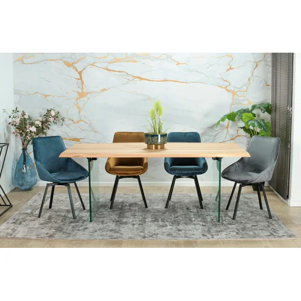 Table extensible design en bois de chêne blanc et verre 200 cm MESSINE