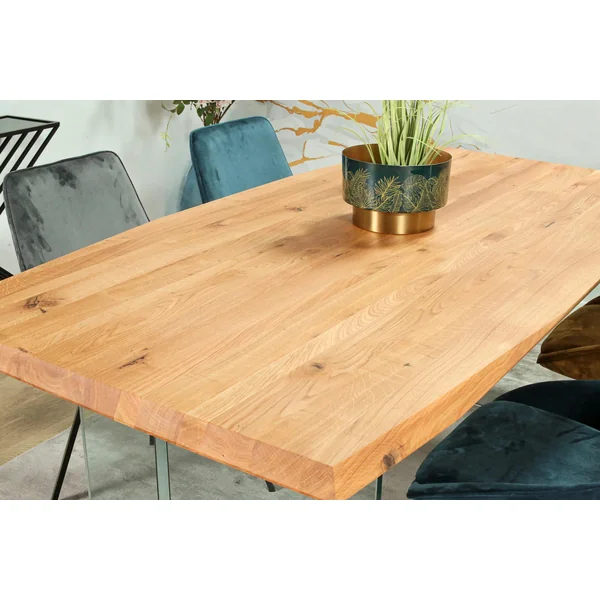 Table extensible design en bois de chêne huilé et verre 200 cm MESSINE