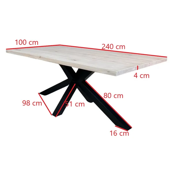 Table extensible en chêne blanc bords naturels 240 cm ETNA