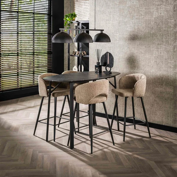 Table haute de cuisine forme organique avec effet marbre 140 cm RALF