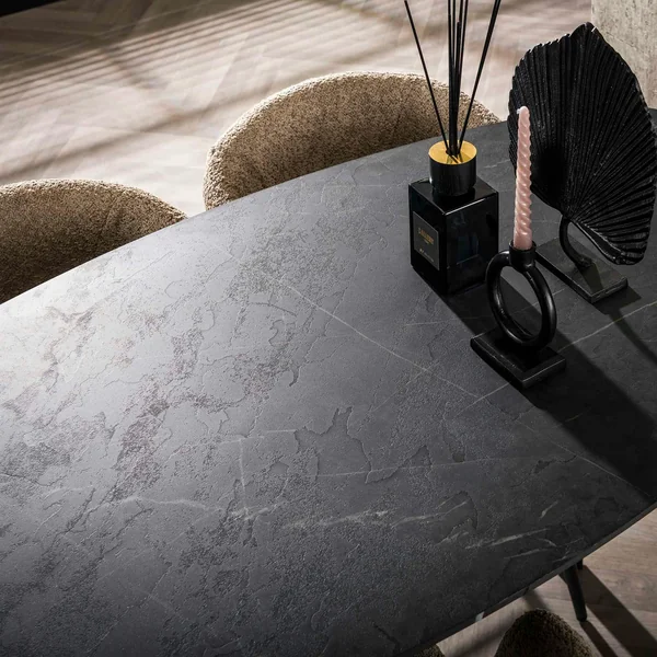 Table haute de cuisine forme organique avec effet marbre 140 cm RALF