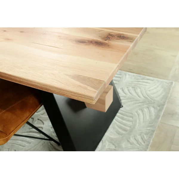 Table rectangulaire en chêne blanc avec poutre centrale 200 cm CORNWALL