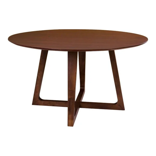 Table ronde vintage en placage noyer Ø137 cm LILLEHAMMER