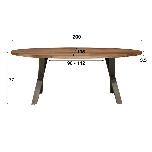 Table à manger bois forme ovale 200 cm HALIFAX