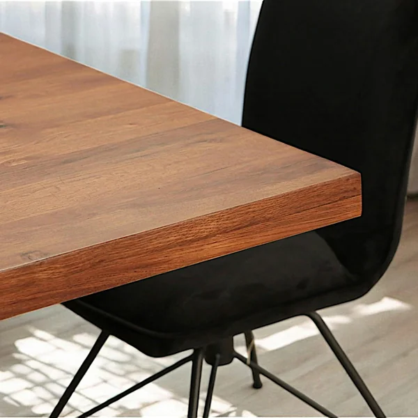 Table à manger carrée chêne métal pied croisé 130 cm OKA