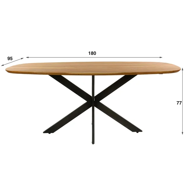 Table à manger en bois massif d'acacia avec bords arrondis 180 cm MELBOURNE