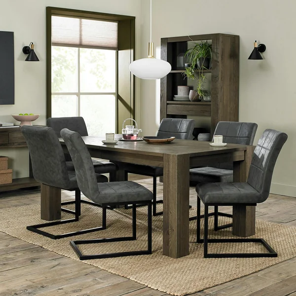 Table à manger extensible en bois de chêne fumé 180-235 cm ALLEN