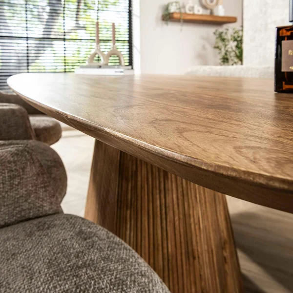 Table à manger rectangulaire avec pied central rainuré en bois de manguier 215 cm CREEK