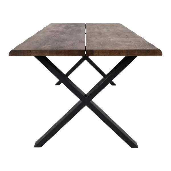 Table à rallonge en bois de chêne fumé avec bordures naturelles 200 cm SAVONE