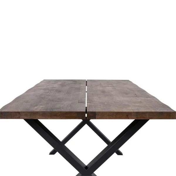 Table à rallonge en bois de chêne fumé avec bordures naturelles 200 cm SAVONE