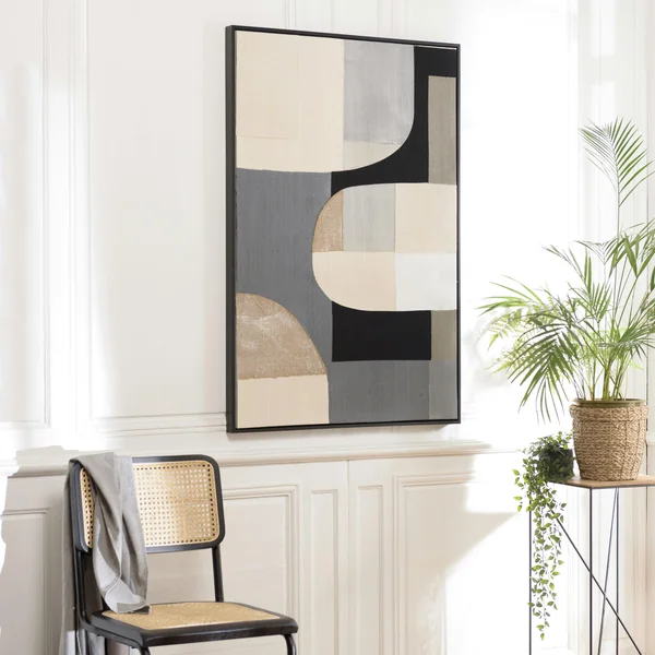 Tableau contemporain mix de formes géométriques 83 x 123 cm