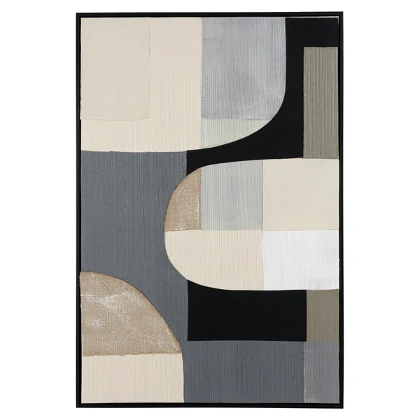 Tableau contemporain mix de formes géométriques 83 x 123 cm