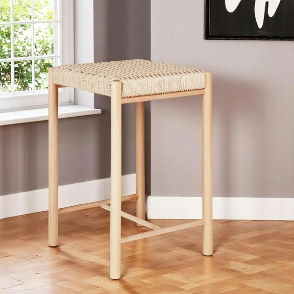 Tabouret de bar en bois et corde tressée (lot de 2) MENDOZA
