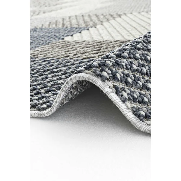 Tapis de salon gris et bleu – motifs carrés, 120x180 cm ISTANBUL