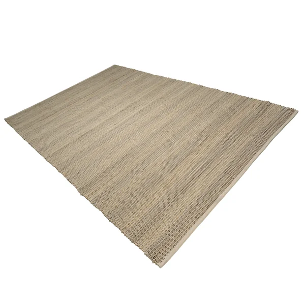 Tapis rectangulaire 160 x 230 cm jute et coton beige / noir