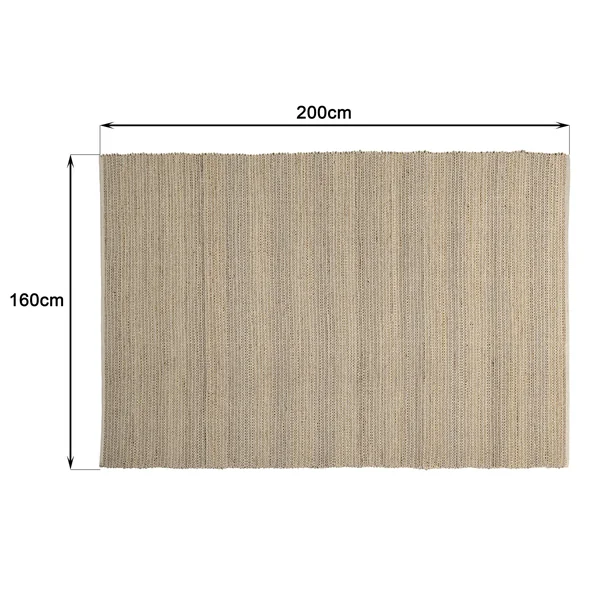 Tapis rectangulaire 160 x 230 cm jute et coton beige / noir