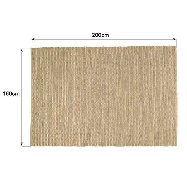 Tapis rectangulaire 160 x 230 cm jute et coton couleur sable
