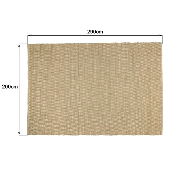 Tapis rectangulaire 200 x 290 cm jute et coton couleur sable