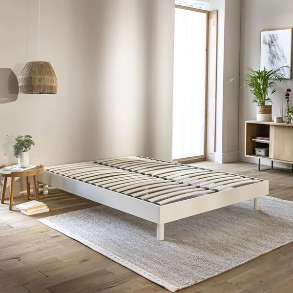 TERRE DE NUIT Sommier Kit En Bois Massif 13 Cm Blanc Cassé 180x200