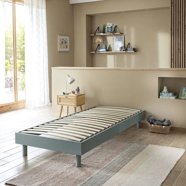 TERRE DE NUIT Sommier Kit En Bois Massif 13 Cm Vert D'eau 90x200