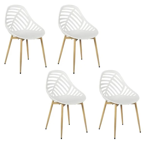 THE HOME DECO FACTORY Lot De 4 Chaises Ajourées Alameda - Blanc