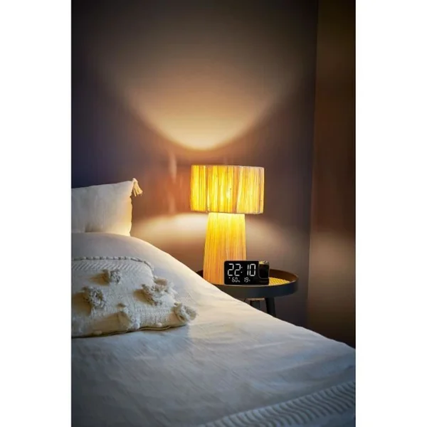 THOMSON Radio-réveil Projecteur - Noir - Radio Fm, Température, Humidité, Double Alarme, USB-c, Alim. 230v