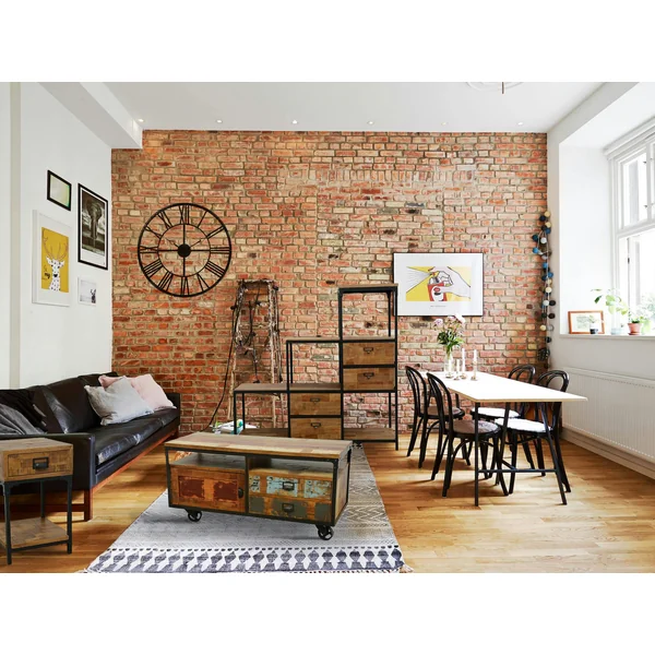 Tête de Lit en Hévéa recyclé naturel et métal 165x120cm LOFT