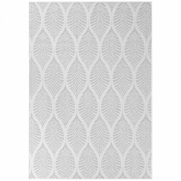 UNAMOURDETAPIS Tapis Exterieur 160 X 230 Cm, Blanc, Gris, Kilim Nature Floral, Dinav, Design Authentique